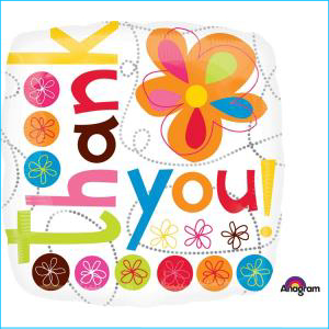 Foil Thank You Colourful Flowers 45cm