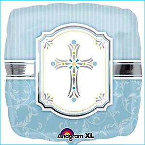 Foil Communion Cross Blue 45cm