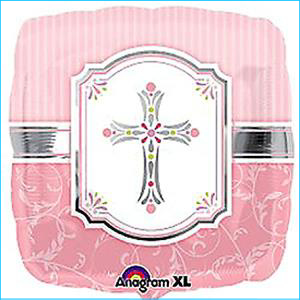 Foil Communion Cross Pink A 45cm