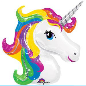 Foil 83cm Unicorn Head Rainbow