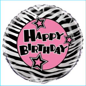 Foil 45cm Happy Birthday Zebra Print