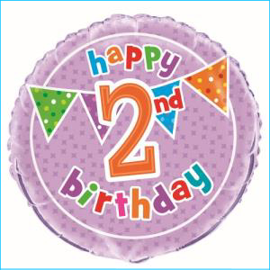 Foil 2nd Birthday Polka Dot Purple 45cm