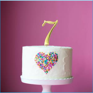Cake Topper Gold Number 7 7cm