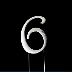 Cake Topper Silver Number 6 7cm