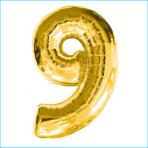 Foil 86cm Gold Number 9 Meteor