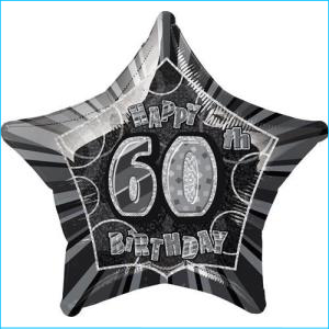 Foil 60th Birthday Star Black 45cm