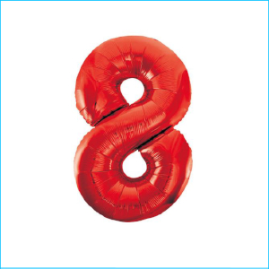 Foil 86cm Red Number 8 Meteor