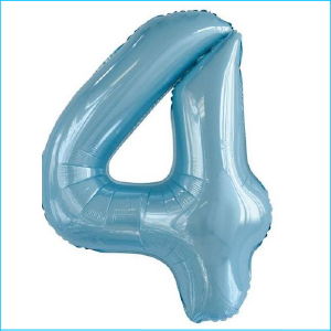 Foil 86cm Blue Pastel Number 4 Meteor