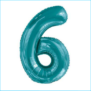 Foil 86cm Teal Number 6 Meteor