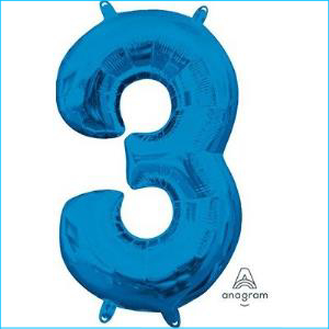 Foil 86cm Blue Number 3