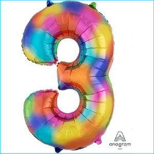 Foil 86cm Rainbow Number 3