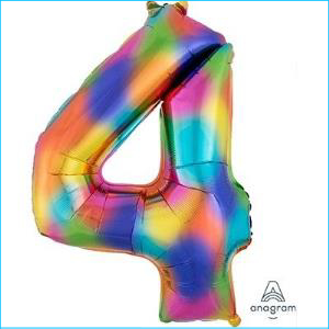 Foil 86cm Rainbow Number 4