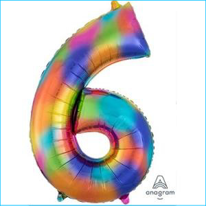 Foil 86cm Rainbow Number 6