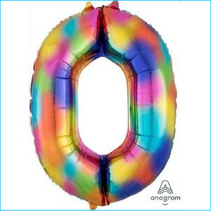 Foil 86cm Rainbow Number 0