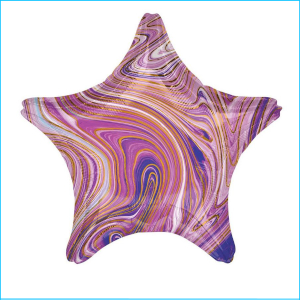 Foil 45cm Star Marble Purple & Gold