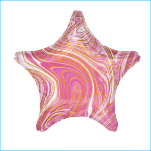 Foil 45cm Star Marble Pink, White & Gold