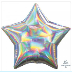 Foil 45cm Star Metallic Iridescent Silve