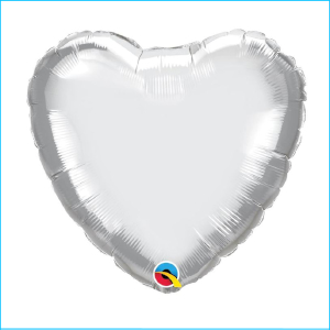 Foil 45cm Heart Chrome Silver