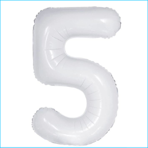 Foil 86cm White Number 5