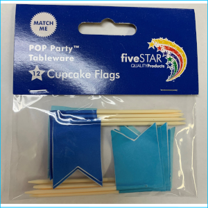 Cupcake Topper Flags Blue Pk 12