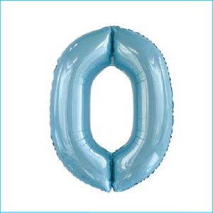 Foil 86cm Blue Pastel Number 0 Meteor