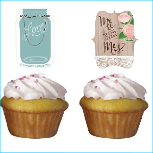 Cupcake Topper Rustic Wedding Pk 12