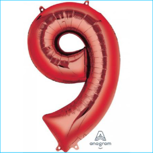 Foil 86cm Red Number 9