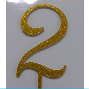 Cake Topper Gold Glitter Number 2