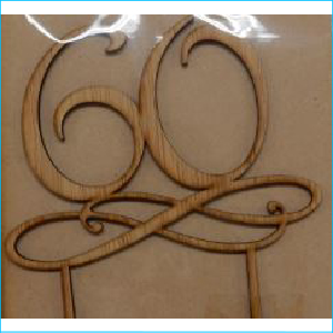 Cake Topper Bamboo Number 60 Style B