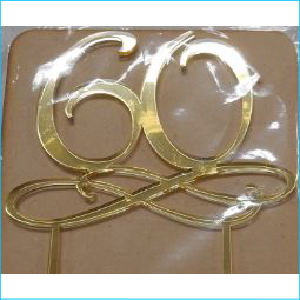 Cake Topper Gold Number 60 Style B