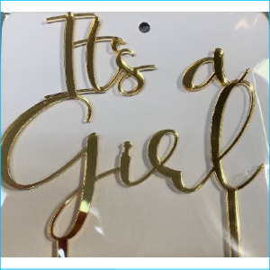 Cake Topper It's a Girl Gold Style B