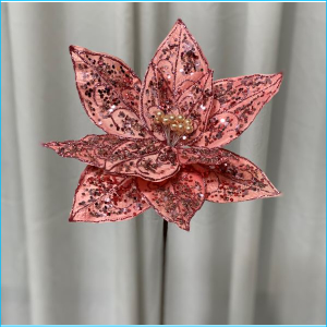 Stem Poinsettier Glitter Pink 62cm