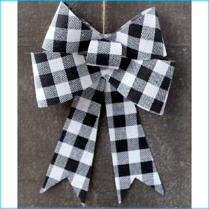 Hanging Bow 25cm Gingham Black & White