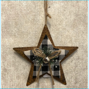 Hanging Star Gingham Black & White 7"