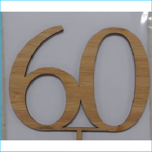 Cake Topper Bamboo Number 60 Style A