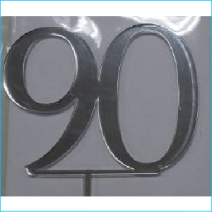 Cake Topper Silver Number 90