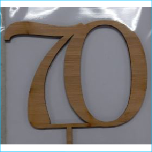 Cake Topper Bamboo Number 70 Style A