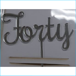 Cake Topper Forty Silver