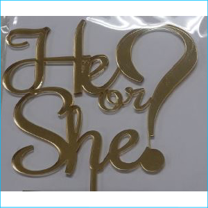 Cake Topper He or She? Gold