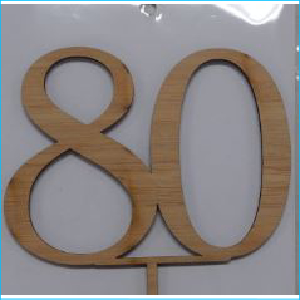 Cake Topper Bamboo Number 80