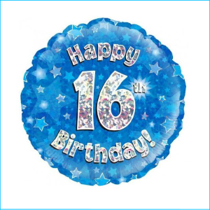 Foil 16th Birthday Holographic Blue 45cm