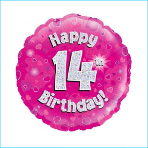 Foil 14th Birthday Holographic Pink 45cm