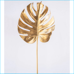 Stem Monstera Leaf Gold Metallic 79cm