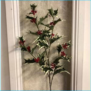 Spray Holly Leaves White with Berries