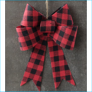 Hanging Bow 30cm Gingham Red & Black