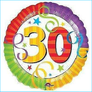 Foil 30th Birthday Rainbow Colour 45cm