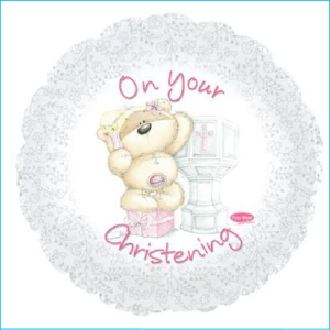 Foil Christening Bear Pink 45cm