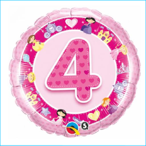 Foil 4th Birthday Princess Pink 45cm