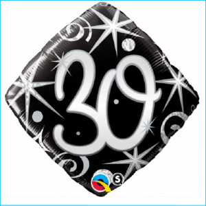 Foil 30th Birthday Black & Silver 45cm