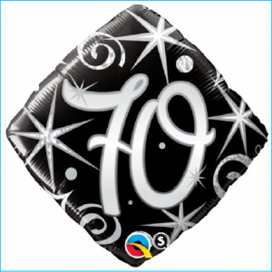 Foil 70th Birthday Black & Silver 45cm